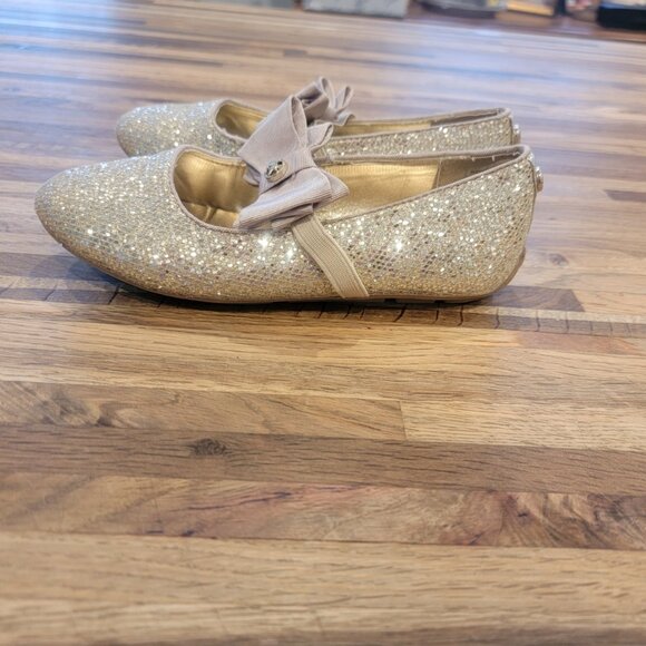 Michael Kors Glittery Rover Day Sandsilver Bow Slip On Ballet Flats - Picture 4 of 14